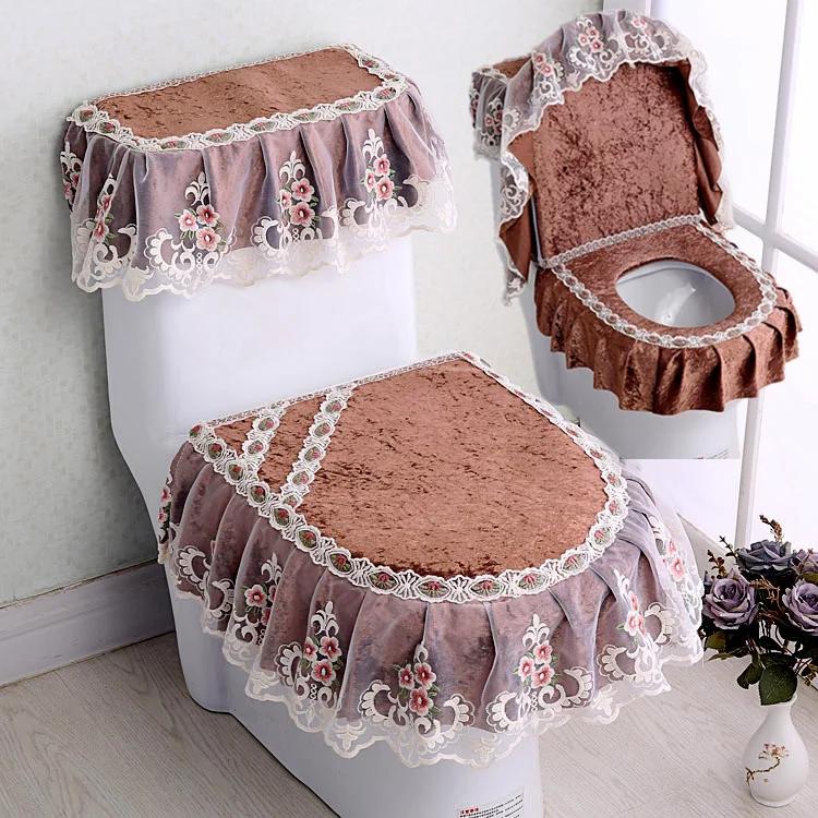 3 buc/set capac pentru scaun de toaletă capac pentru rezervor de apă pentru toaletă huse de praf pernă detașabilă pentru toaletă pânză