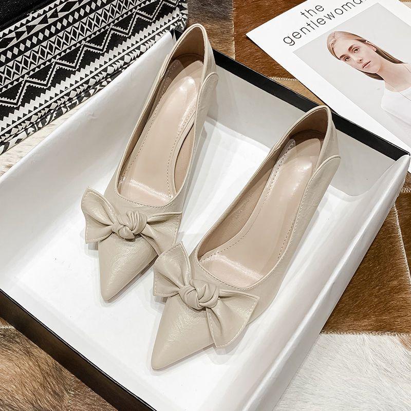 

Туфли Work Order женские весенние с бантом и неглубоким носком для поездок на работу на тонких каблуках на высоком каблуке 40 бежевый