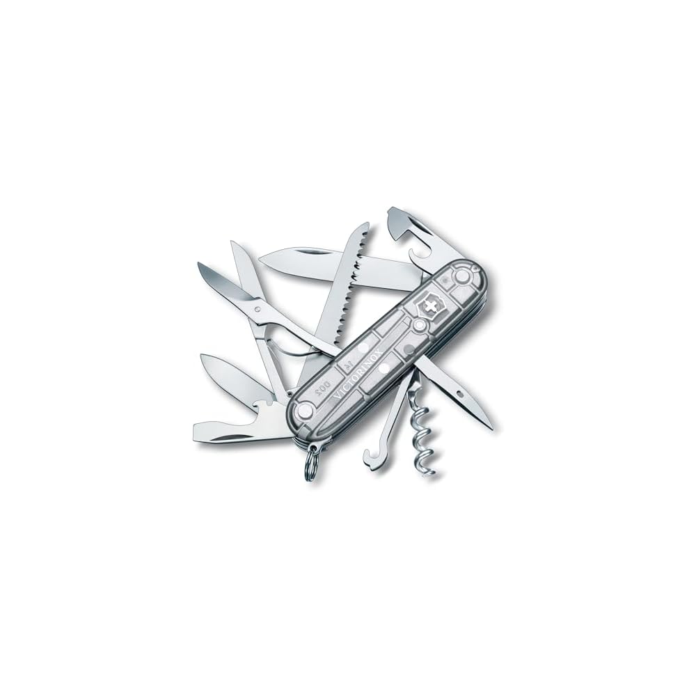 

VICTORINOX Huntsman Silvertech Swiss Army Knife - Multifunctional, Emergency Preparedness, Hiking, Camping, with Scissors and Saw - 15 Functions, Swis