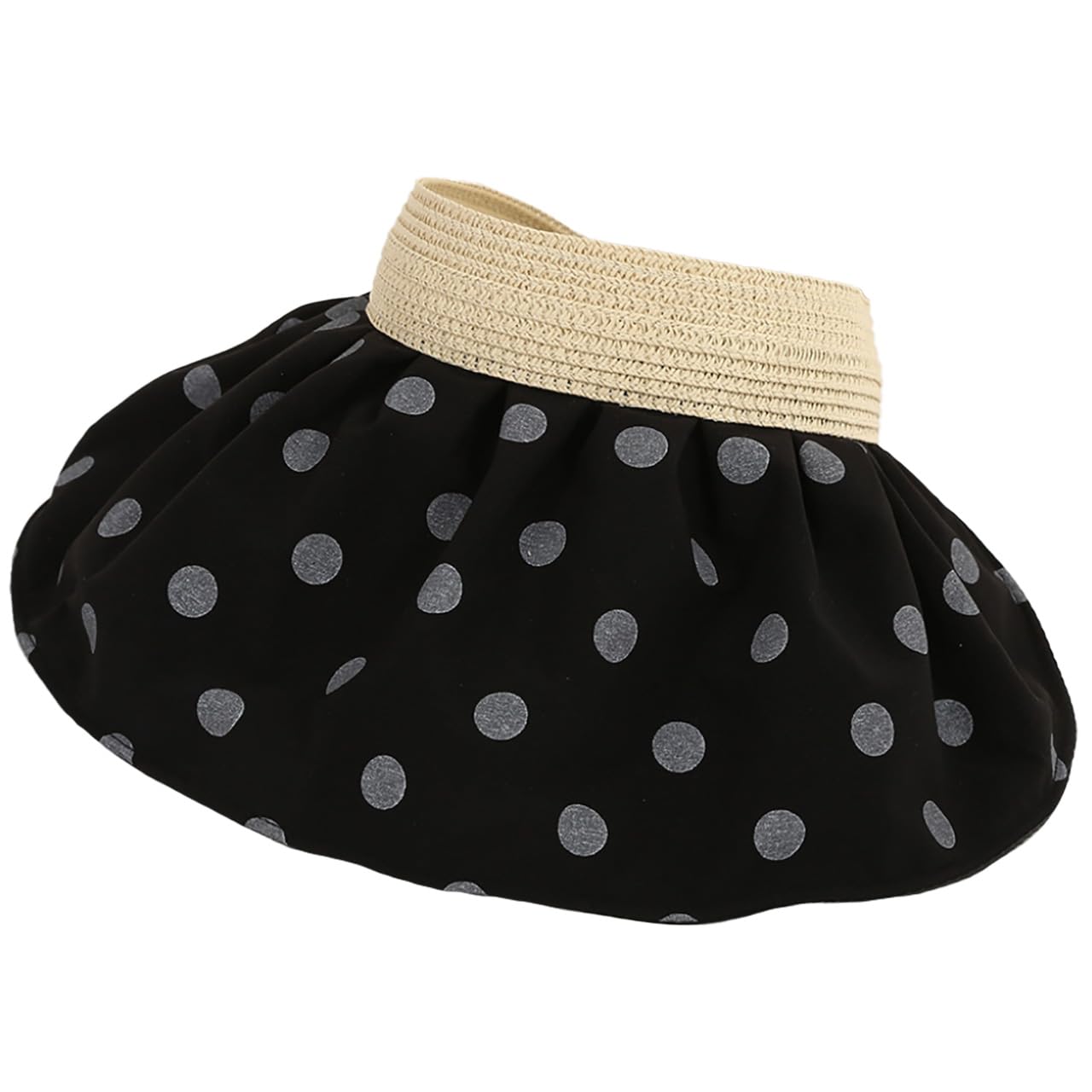 Складная летняя шляпа от солнца с УФ-защитой в горошек CZ918 [Белый Клык], Защита, Шляпа, Шляпа, Милая, Женская (черный) чёрный