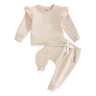 Toddler Girls Fall Outfits 6M 12M 18M 24M 3Y Cross Pattern Crew Neck Side Slit Long Sleeve Sweatshirts Elastic Waist Pants 2Pcs Fall Clothes Set