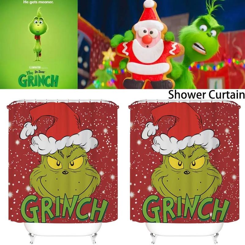 Curtain Christmas Shower How The Stole Christmas Waterproof With Hooks
