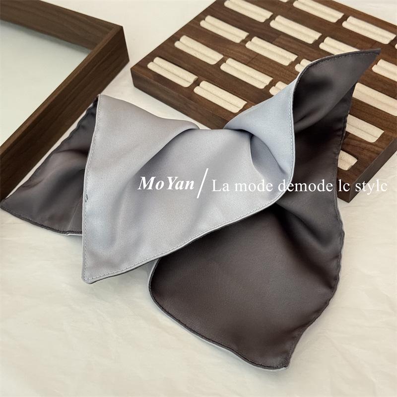 

Premium Korean Satin Hair Tie & Scarf Set - Large Intestine Design синий/серый