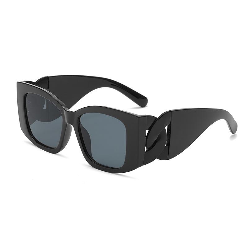 Luxury Brand Designer Oversized Square Sunglasses Women For Men Vintage Punk Elegant Sun Glasses Big Frame Twist Chain Shade