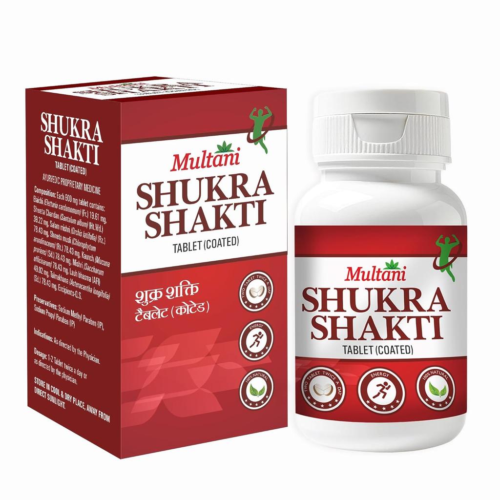 Multani Shukra Shakti 100 Tablets Ayurvedic Herbal Wellness Tablets with Shweta Musli Safed Musli Talmakhana Lauh Bhasma