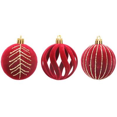 6pcs/Box Velvet Ball Christmas Tree Ornament DIY Crafts Painted Plastic Christmas Gifts Boxes Pendant Hanging Ornament New Year