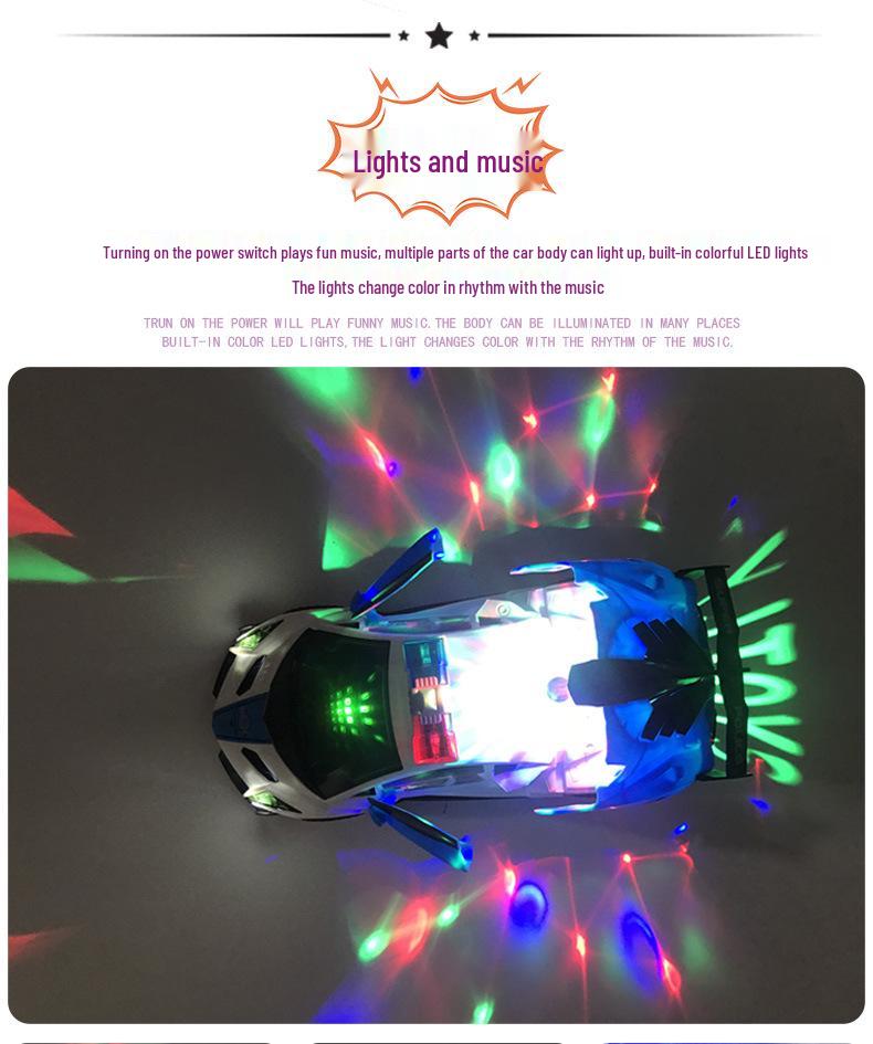 Electric Rotating Police Car Toy with Sound, Light, and Deforming Stunt Features