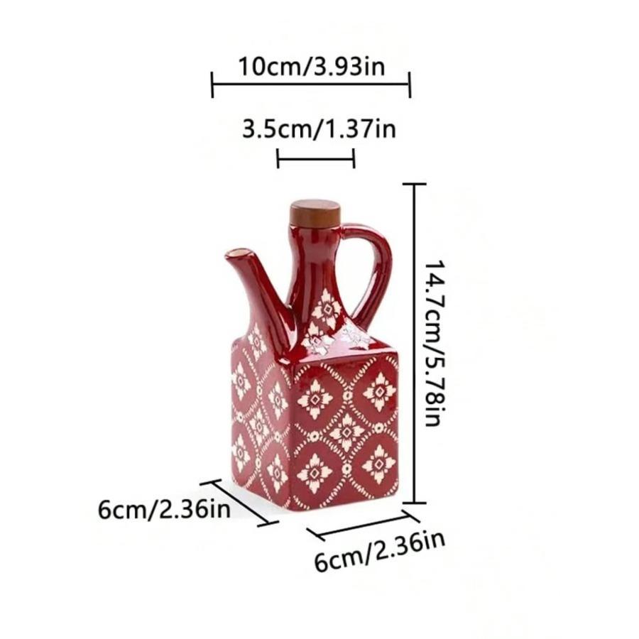 American Oil Pot Household Style Ceramic Bottle Chili Bottle Soy Sauce Vinegar Olive Oil Storage Container Kitchen Accessories красный
