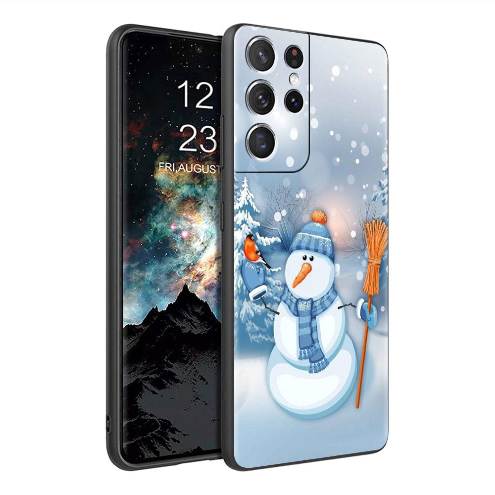 Cartoon Snowman Christmas Soft Case For Samsung Galaxy S22 S20 FE S21 S10 S9 Plus S8 Note 20 Ultra 10 Lite Phone Cover Shell