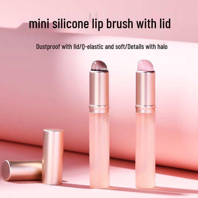 Silicone Lip Brush: Portable, Round Head, Ideal for Blending Lipstick and Lip Mud