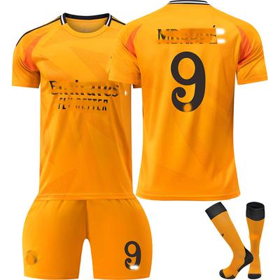 Teens Kids Adults Football Kits Sport Training Jersey Set with Socks 24/25 Real Madrid Away #9 Mbappé