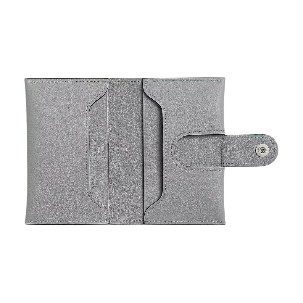 Hermes R.M.S 7 Silver Buckle Evercolor Leather Card Holder Women accessories P0 Puppet-Gray H084335CKBH