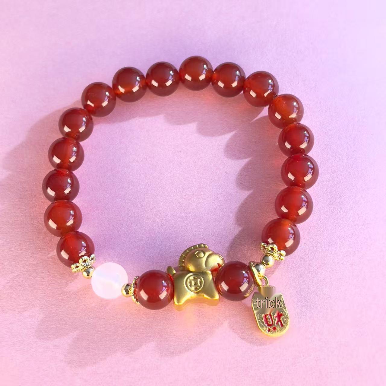 2026 Year of the Horse Red Agate Zodiac Bracelet for Women - Chinese New Year Style Luck Charm