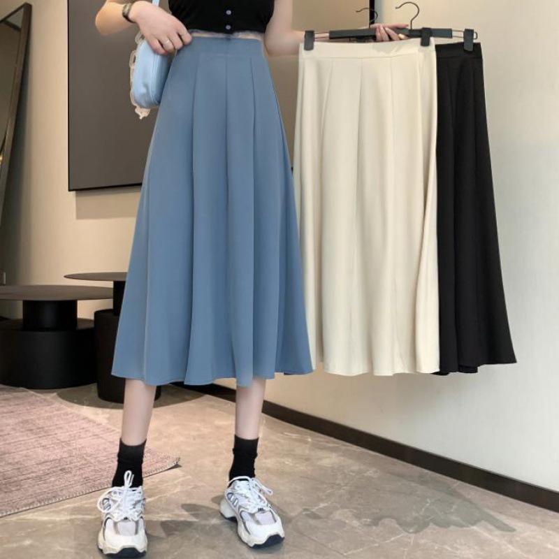 Plus Size High Waist A-line Midi Skirt for Women - Slimming Black Bodycon.