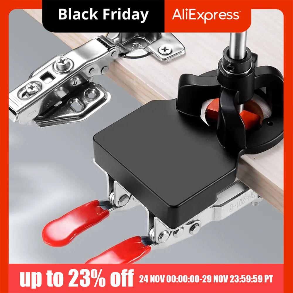 Aluminum Alloy 35mm Hinges Boring Jig Dual Fixture Drill Guide Woodworking Hole Drilling Guide Hole Punching Locator Template