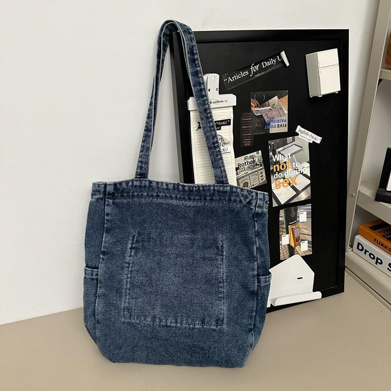 Retro Casual Japanese Denim Messenger Bag Men's Large-capacity Simple Shoulder Messenger Bag Female Student Class Bag