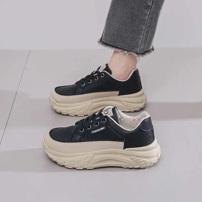 Plataform Demi-season Shoes Boots Women White Moccasin Retro Boots Sneakers Sports New Top Luxury Wide Foot Temis