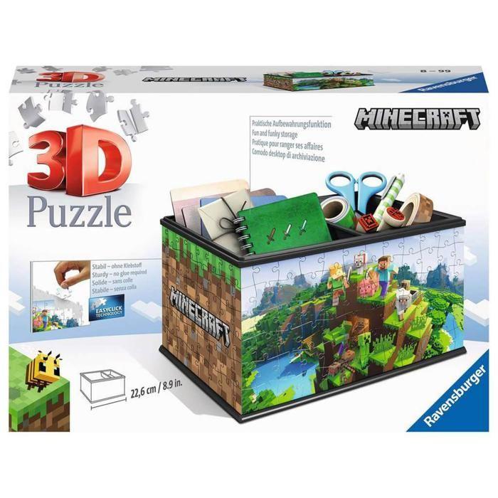 Puzzle 3D Minecraft - Ravensburger - Boîte de rangement - Paysage et nature - Garçon - 6 ans et plus