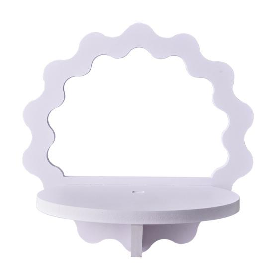 White Square Wall Floating Shelf Round Hexagon Flower Shape Wall Mount Display Shelf