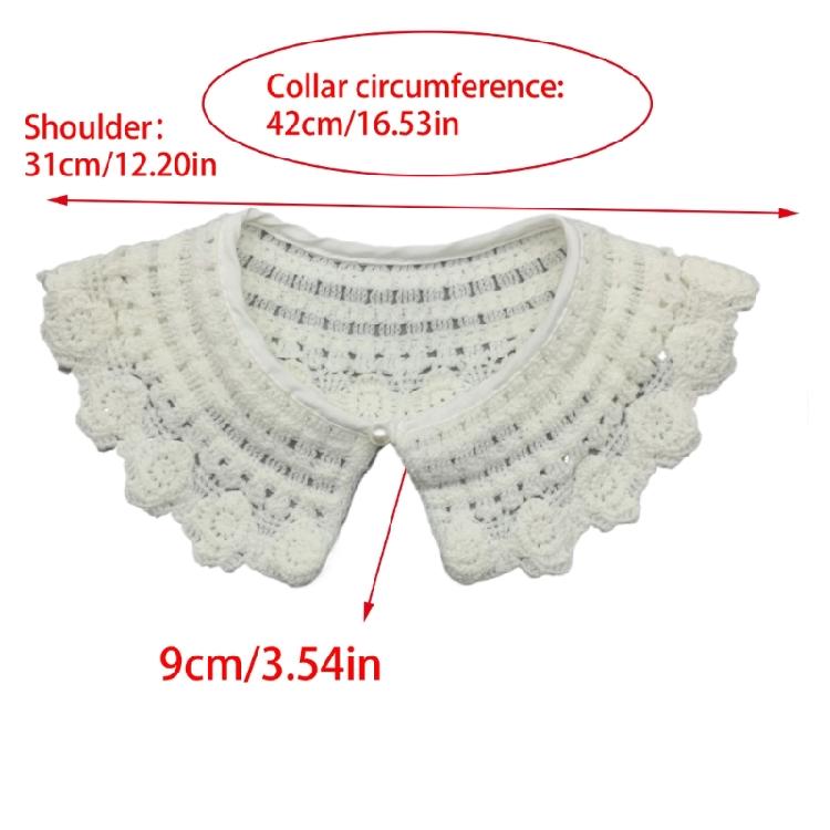 Multifunctional Detachable Fake Collar Kids Girls Knitted Flower Mini Shawl Wrap