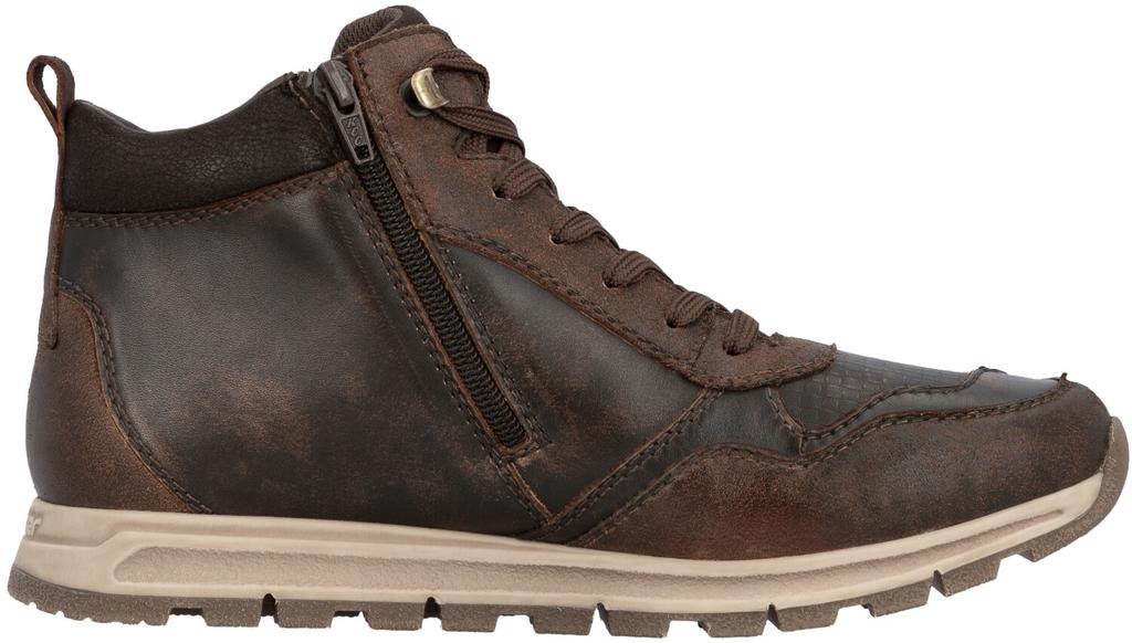 Rieker Boots Lace-up Boots with Inner Zipper Dark Brown