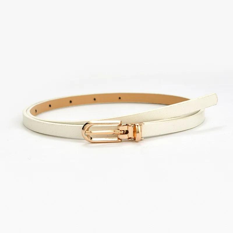 Cinto Fino Feminino de Couro PU da Moda Simples Cor Sólida Versátil Fivela de Pino Cinto Fino Decoração de Vestido Cintos de Designer Femininos