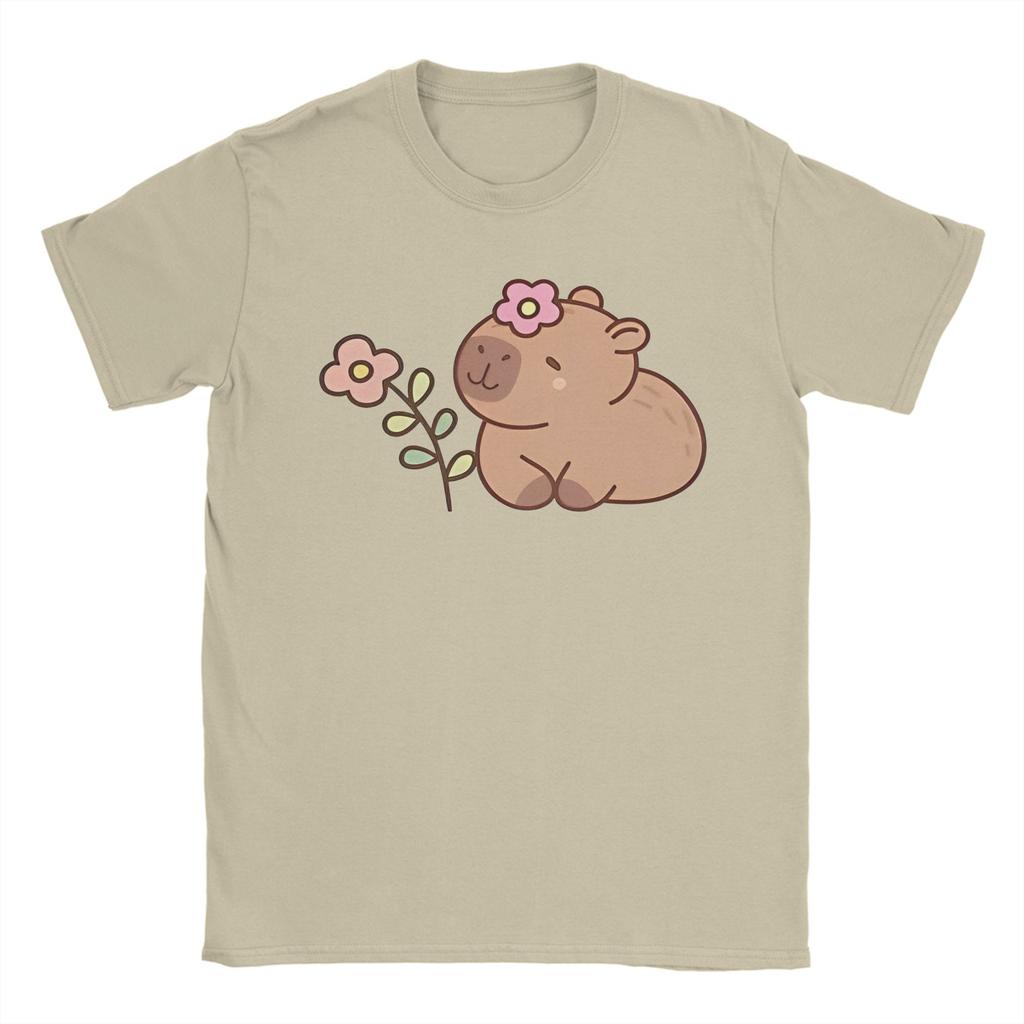 Kawaii Capybara Animal Tshirts Unisex Unisex Novelty 100 Cotton Tees Round Neck Short Sleeve T Shirt Gift Tops