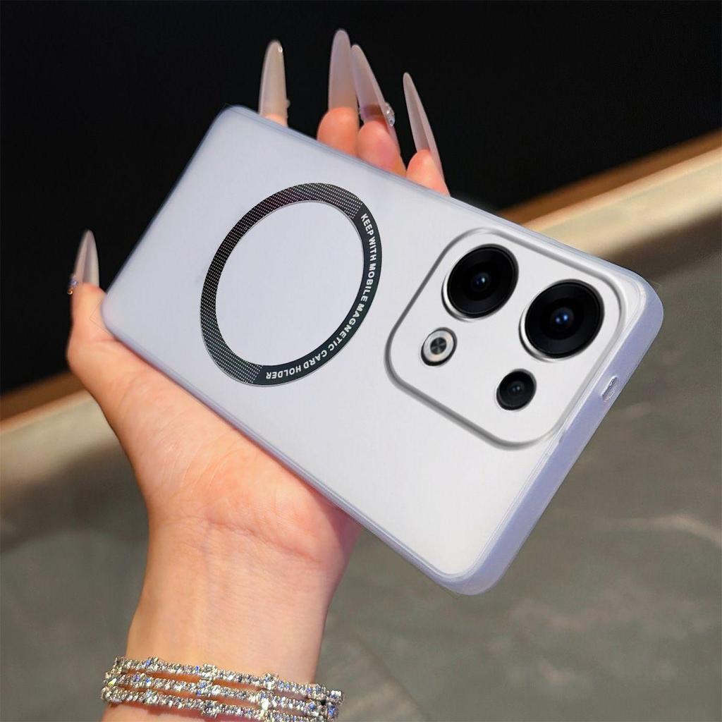 Magnetic Semi‑Transparent Matte Phone Case for OPPO Reno13 5G Soft TPU Shockproof Cover