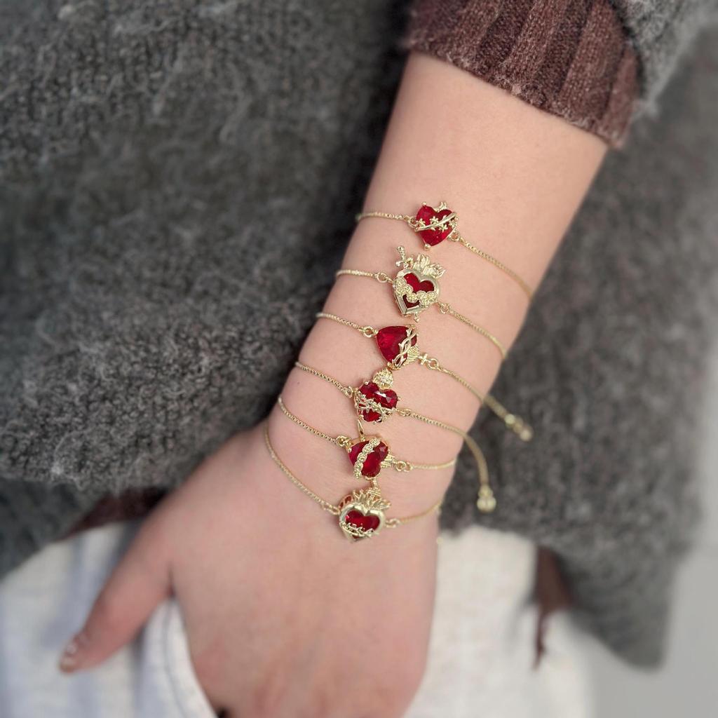 Micro-Inlaid Zircon Red Love Bracelet Women'S Niche Design Sense Adjustable Temperament Light Luxury Bracelet