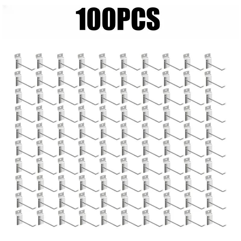 100PC Supermarket Shelf Slot Plate Hook Jewelry Display Shelf Accessories Single Line Hooks Slot Plate Hooks Metal Display Hooks
