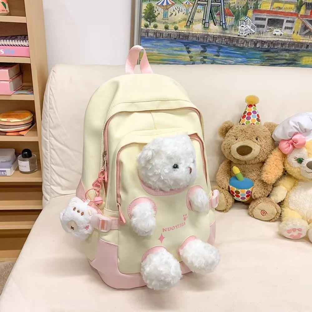 Cute Plush Bear Backpack Bear Doll Cute Schoolbag Fashion Rucksack Junior High School