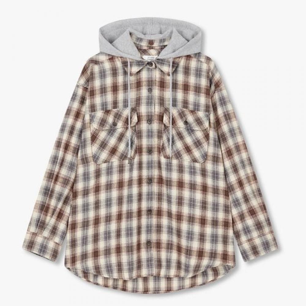 

Studio Tomboy Hooded Check Shirt 9175421981ct DARK NAVY/FREE