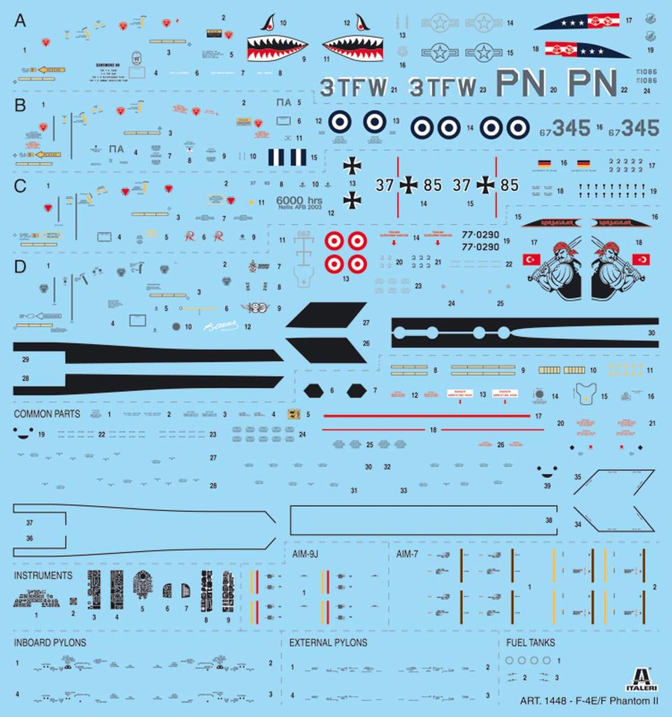 Platz Italeri 1/72 Scale American F-4E/F Phantom II Plastic Model Kit IT1448 (Airplane)