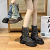 Fashion Ankle Boots for Women Denim Green Lightweight Woman Short Shoes Punk Style On Promotion Goth Autumn Chic and Elegant Hot Booties