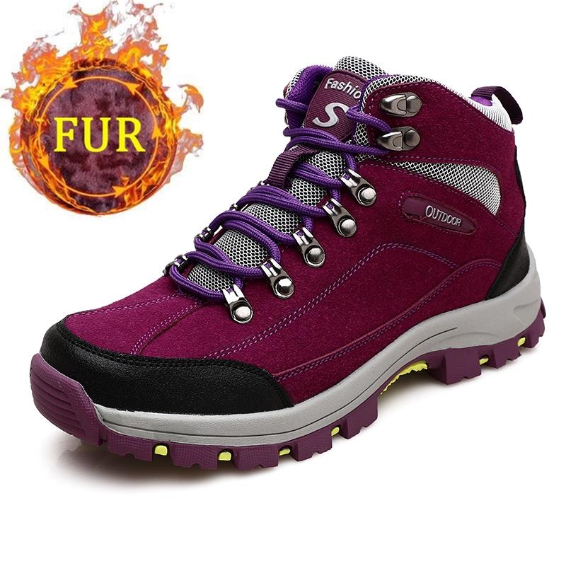 Párové boty Venkovní Vodotěsné Turistické Turistické Boty Nadměrná Velikost Plyšové Teplé Pohodlné Ležérní Tenisky Dámské Chůze Kempingové Boty
