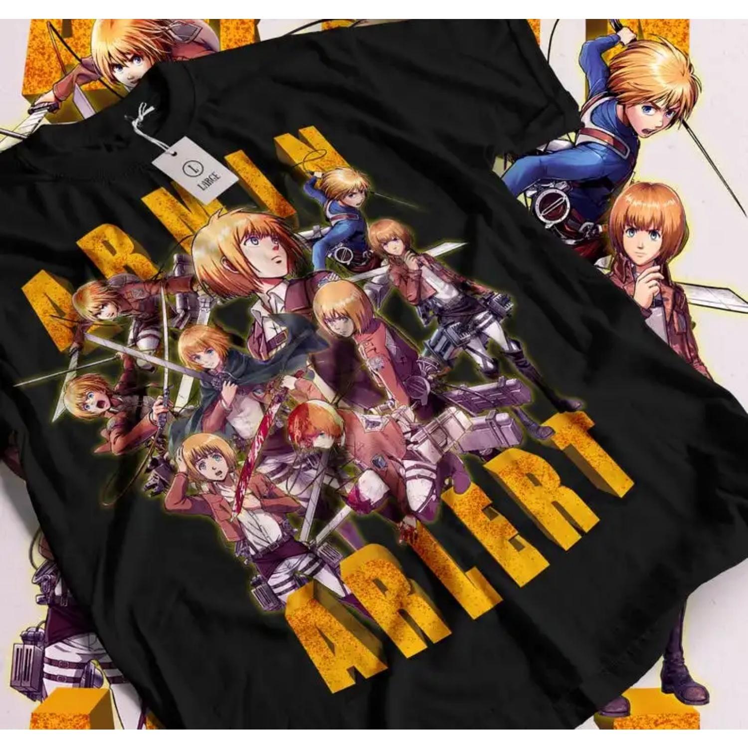 

2026 New Armin Arlert AOT Attack on Titan Japanese Manga Merch Parent-child T-Shirt Anime Unisex Short-Sleeve Pure Cotton Trendy S