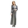 Couples Winter Lengthened Bathrobe Splicing Home Clothes Long Sleeved Robe Coat