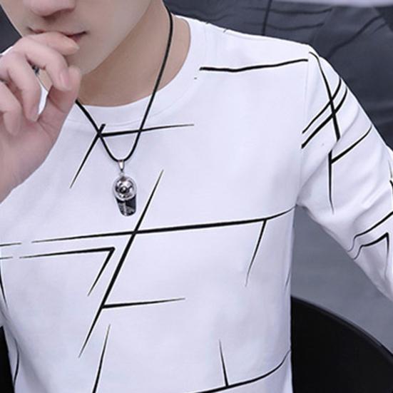 Herren T-Shirt Langarm Rundhals Pullover Weich Junger Stil Warm Bequem Rundhalsausschnitt Lässig Frühling Oberteile für den täglichen Gebrauch
