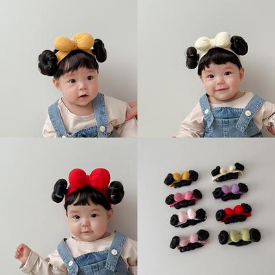 כובע פאה לתינוקות וילדים, סרט ראש לילדות עם פאה וקשת, כובע פאה לתינוקות ופעוטות, תוספת שיער, אביזר ראש לקוספליי
