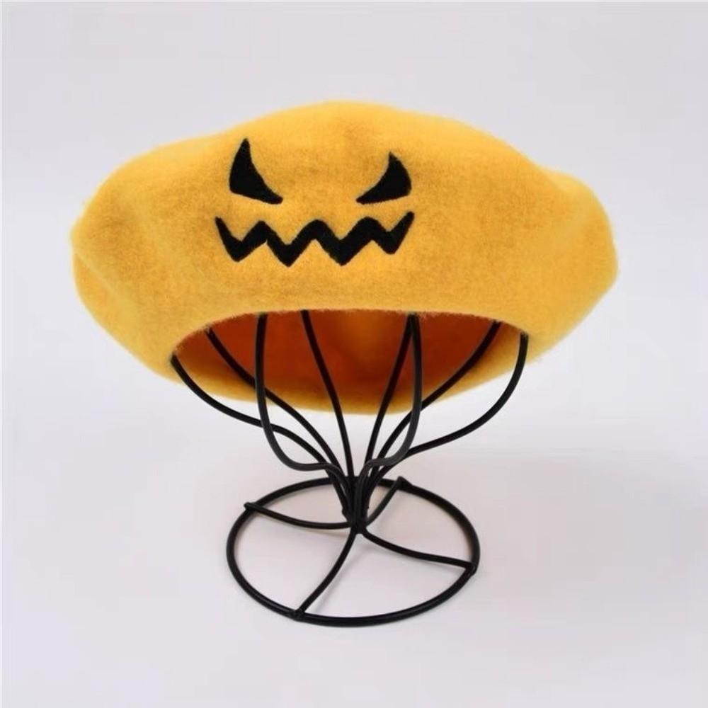 Embroidered Face Painter Hat Lightweight Artist Hat Warm Pumpkin Beret Hat  Autumn Winter Wear