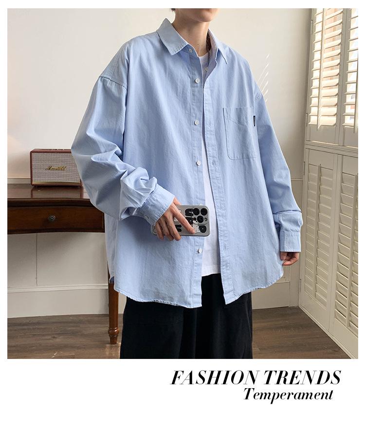 Japanese CityBoy Solid Color Layered Lapel Long-Sleeve Summer Men's Shirt Jacket