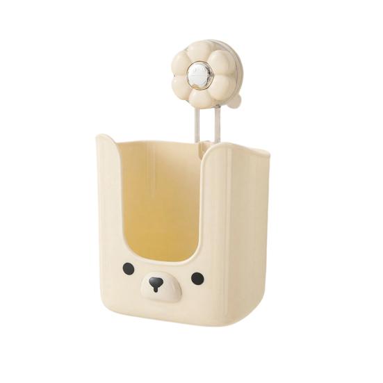 

Storage Box with Vacuum Suction Cup Wet Tissue Holder Hygienic Wipe Holder Cute Bear Shape Kitchen Bathroom
