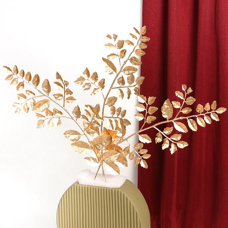 3/5Pcs Golden Artificial Flowers Bouquet for Home Decor New Year Christmas Party Decoration DIY Vase Ornaments Plant Accessories