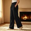 Pajama Pants Women Fuzzy  Wide Leg Elastic Waist Trousers
