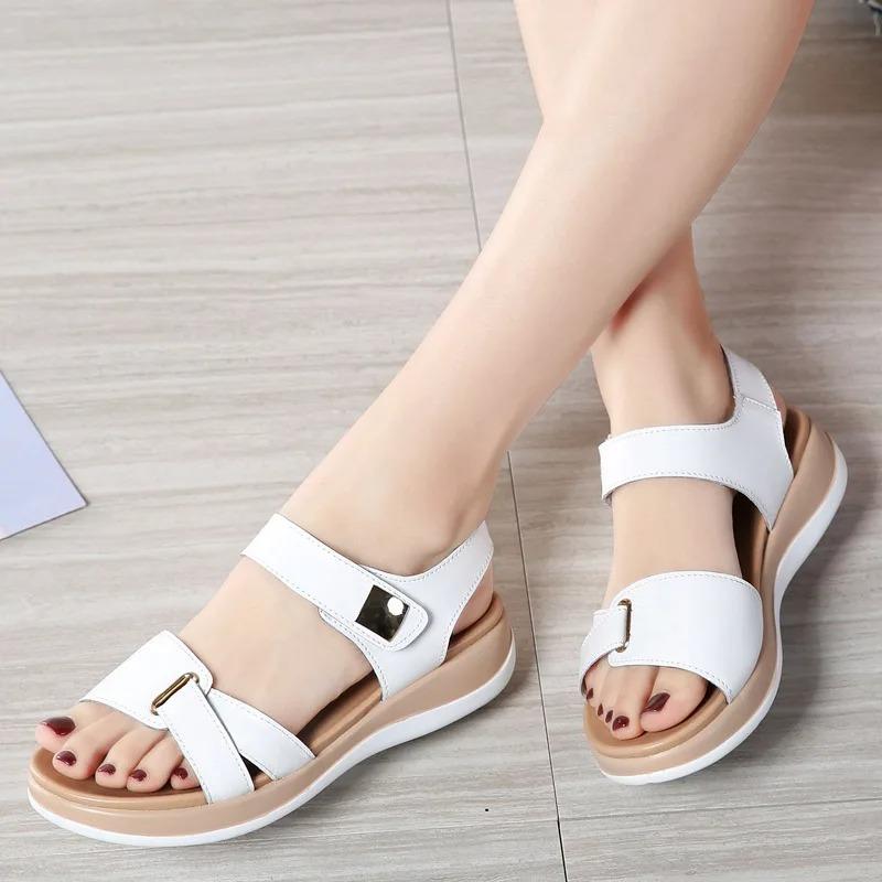 Sandalen für Damen 2025 Neue lässige Sportsandalen Leichte PU-Ledersandalen Rutschfeste flache Sandale Sandalias De Mujer