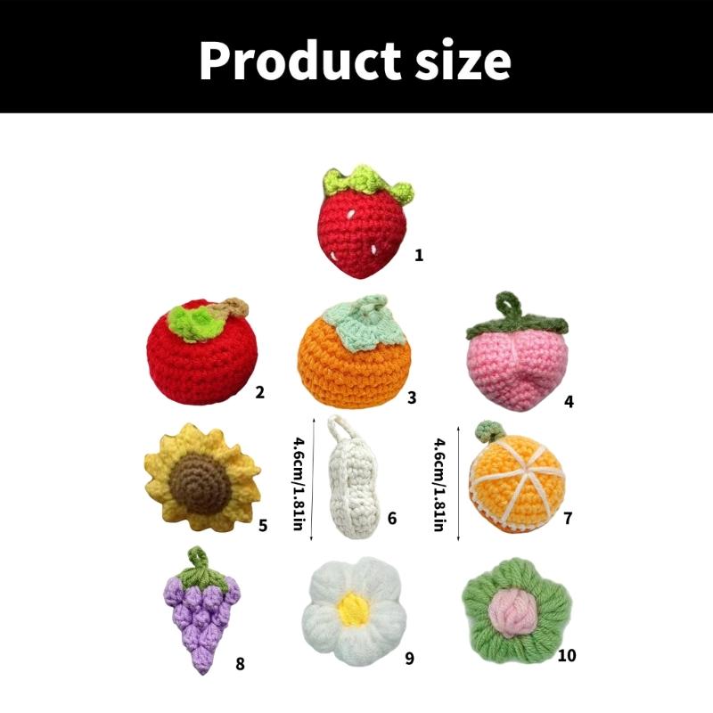 Fashionable Handmade Keychain Accessory Wool Crochted Fruit Pendant Accessories Stylish Women Girls Bag Decoration