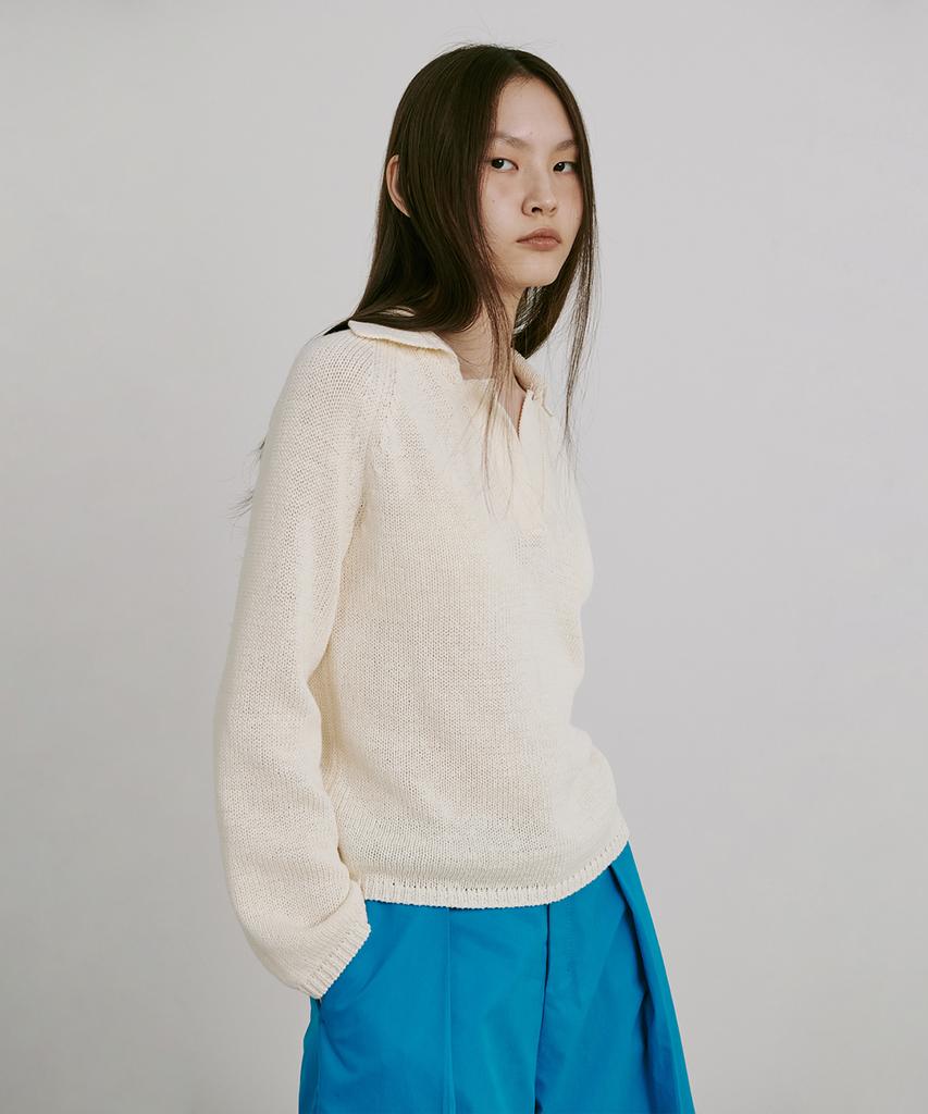 WNDERKAMMER Opened Collar Knit Top_3 Colors