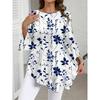 2025 New Hot Sale Casual Versatile Tops Floral Print Round Neck T-shirt Design Fashion Women's Three Quarter Sleeve Tops