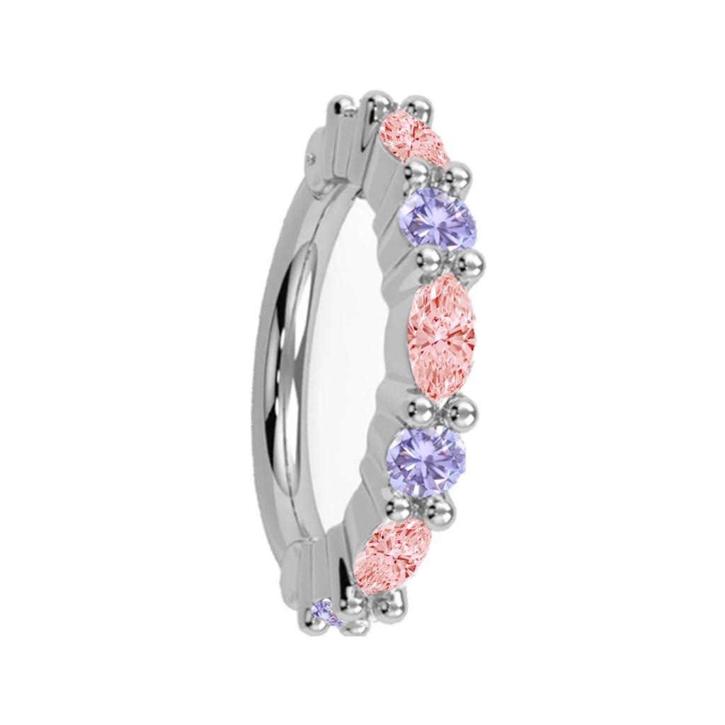 G23 Titanium Color CZ Hinged Segment Clicker Earring Cartilage Nose Hoop Septum Rings Piercing Jewelry
