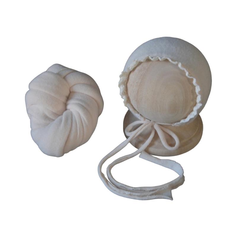 

Baby Photography Props Hat Wrap Set Newborn Photo Props Baby Photoshoots Accessories Infant Photo Stretchy Wrap Blanket бежевий